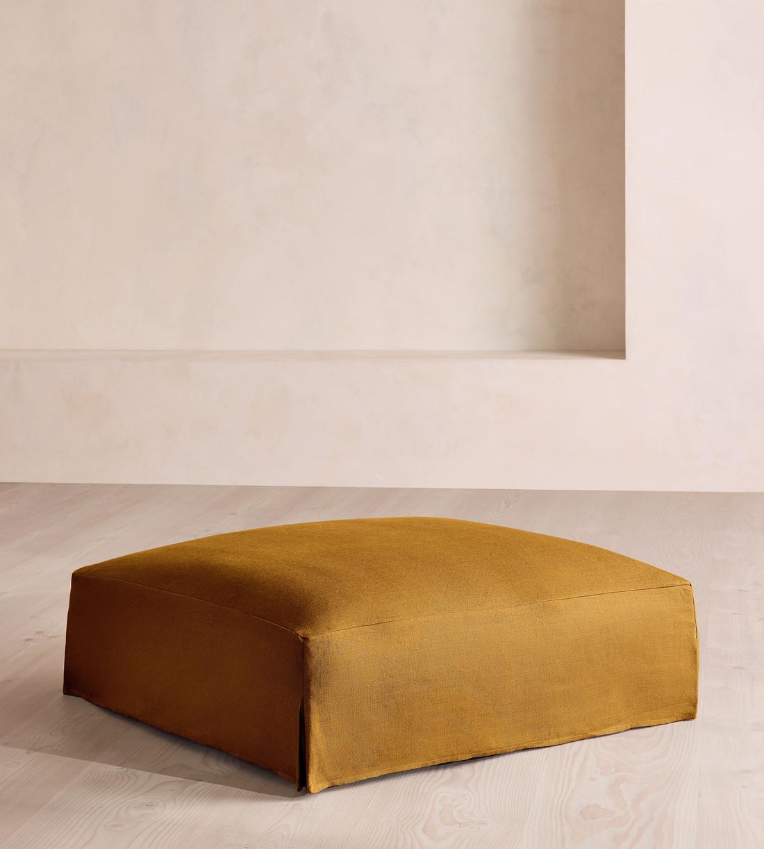 Roma Square Ottoman - Linen - Turmeric - US - Listing - Image 2