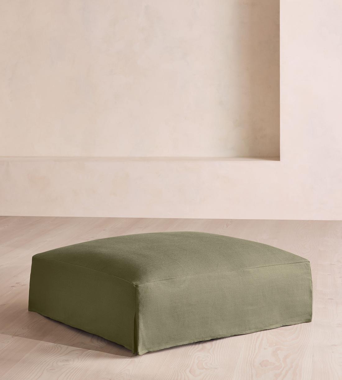 Roma Square Ottoman - Linen - Sage - US - Listing - Image 2