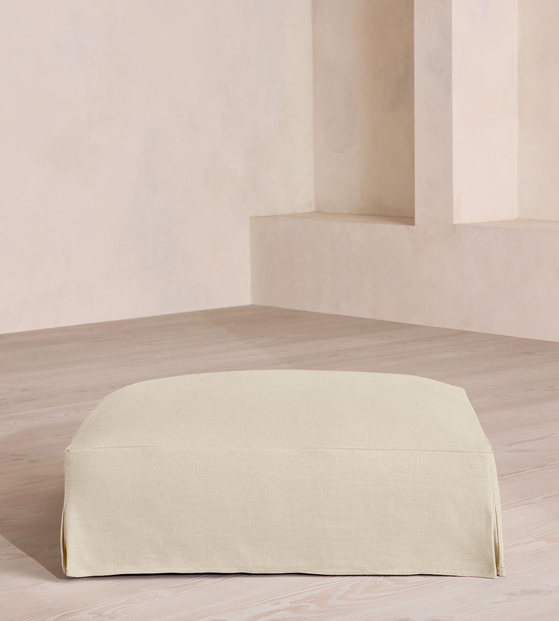 Roma Square Ottoman - Linen - Bisque - US - Listing - Image 1