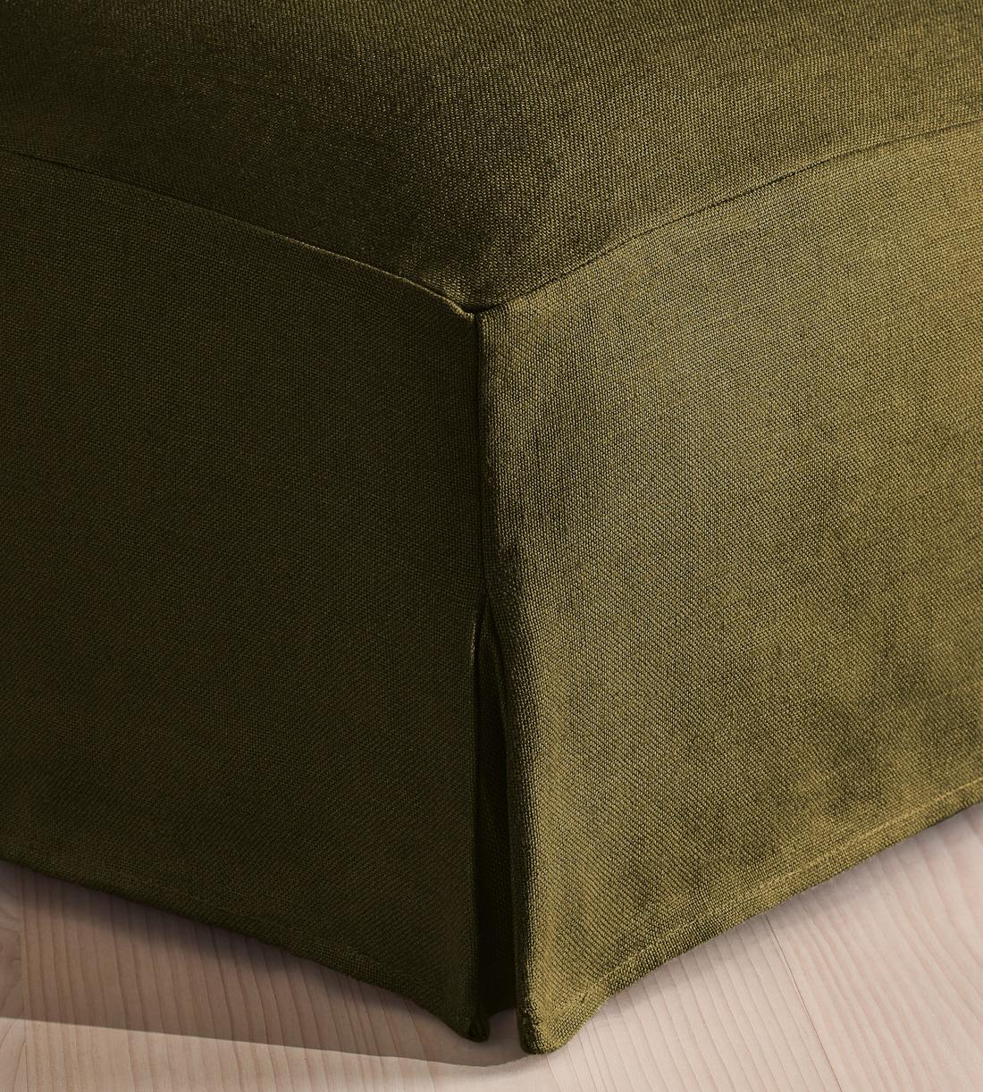 Roma Square Ottoman - Linen - Olive - Images - Image 4