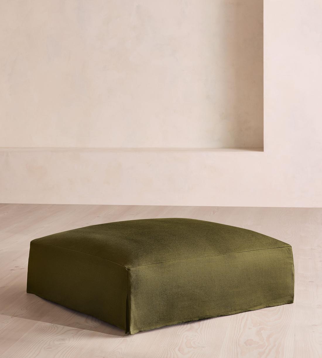 Roma Square Ottoman - Linen - Olive - US - Listing - Image 2