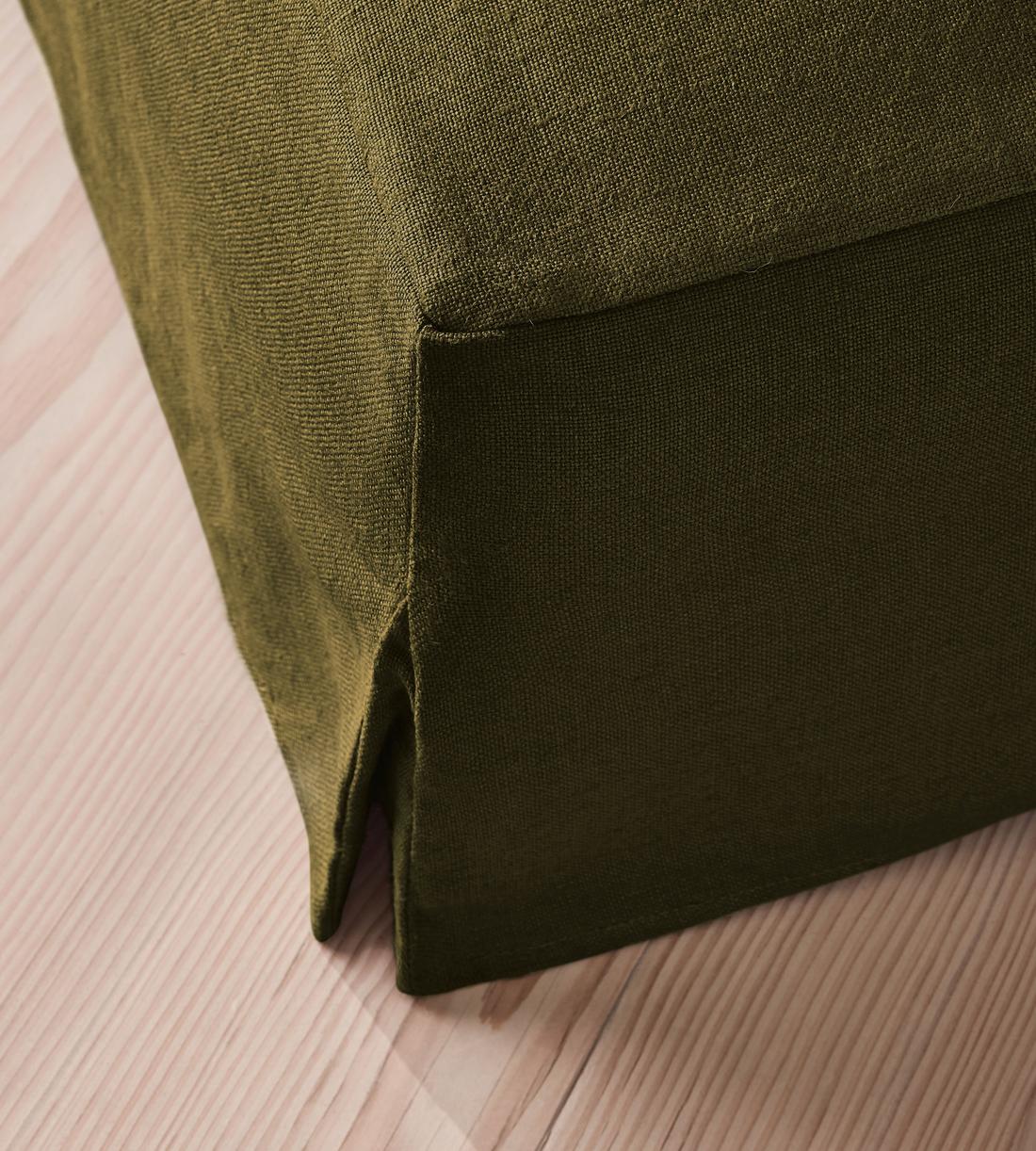 Roma Square Ottoman - Linen - Olive - US - Images - Image 3