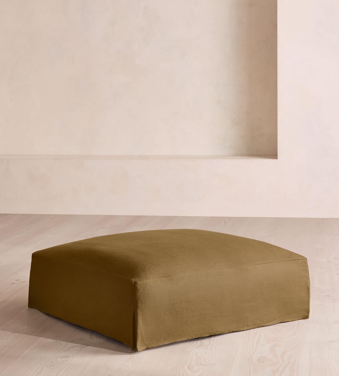 Roma Square Ottoman - Linen - Ochre - Listing - Image 2