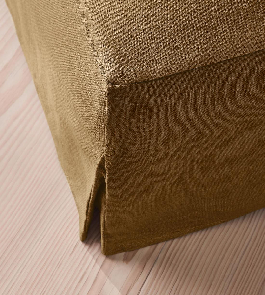 Roma Square Ottoman - Linen - Ochre - US - Images - Image 3