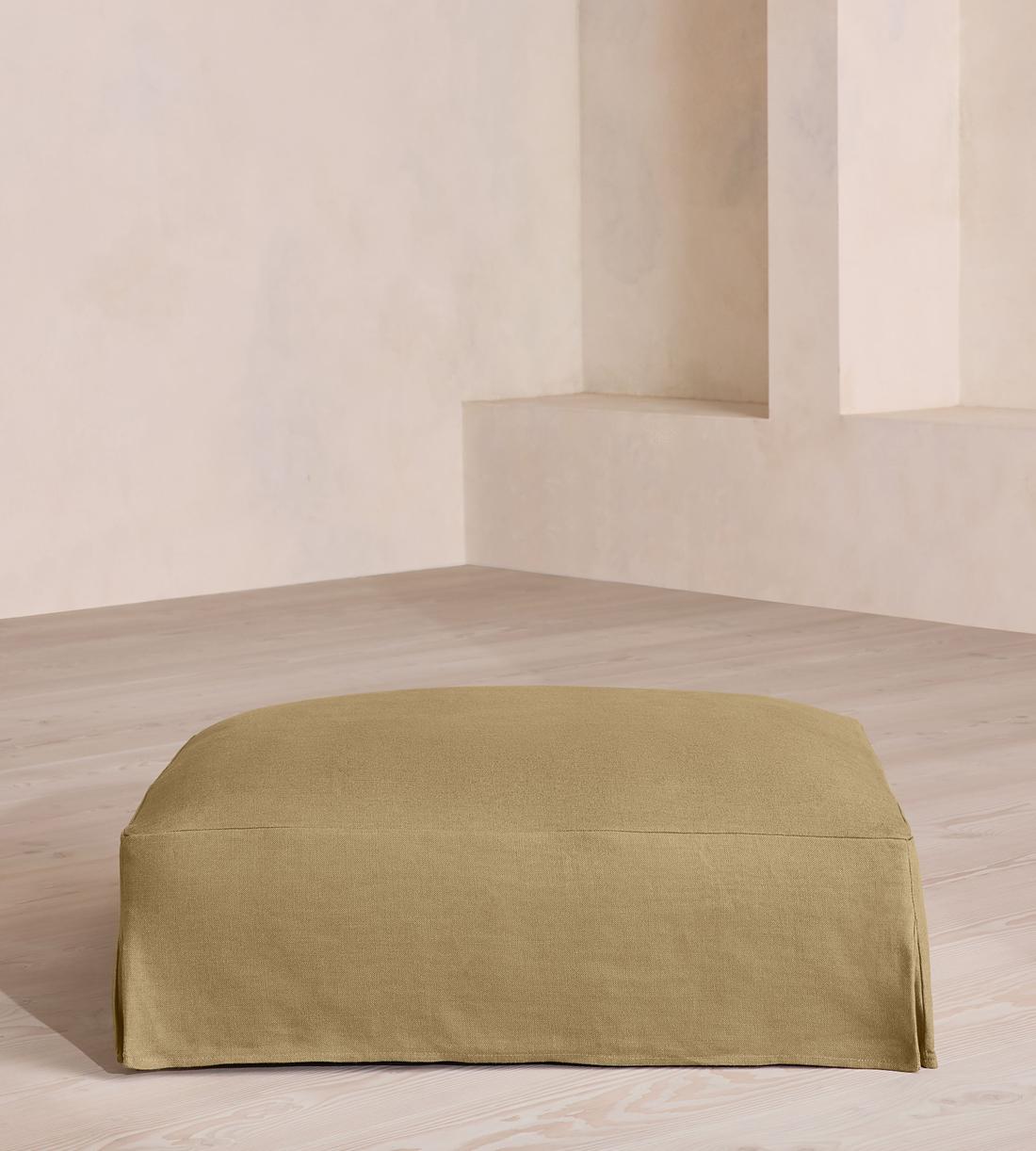 Roma Square Ottoman - Linen - Wheat - US - Listing - Image 1