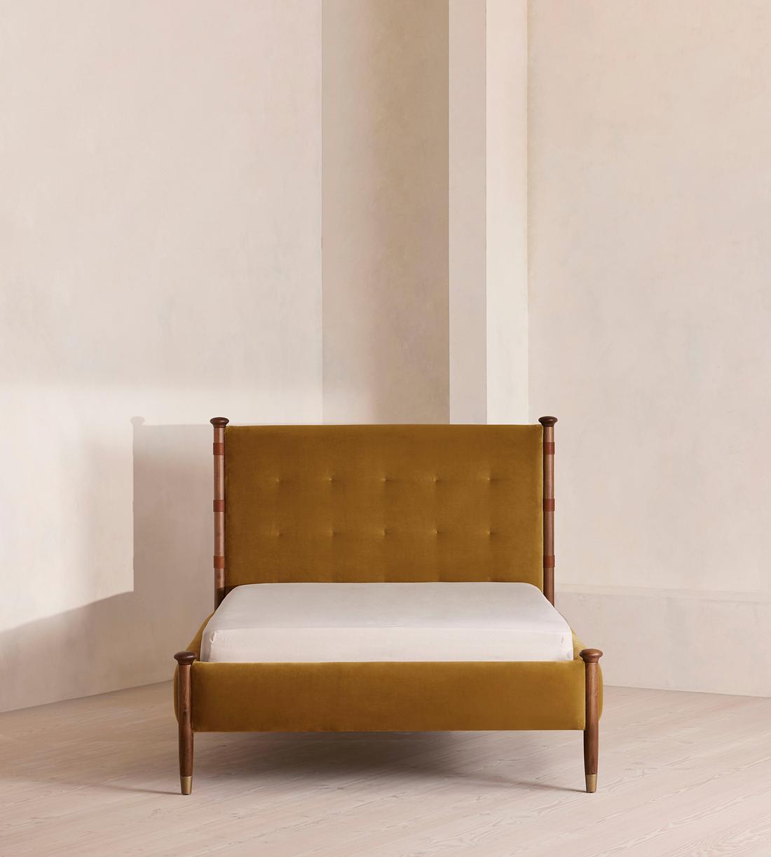 Paolo Bed - Queen - Velvet - Mustard - US - Listing - Image 2
