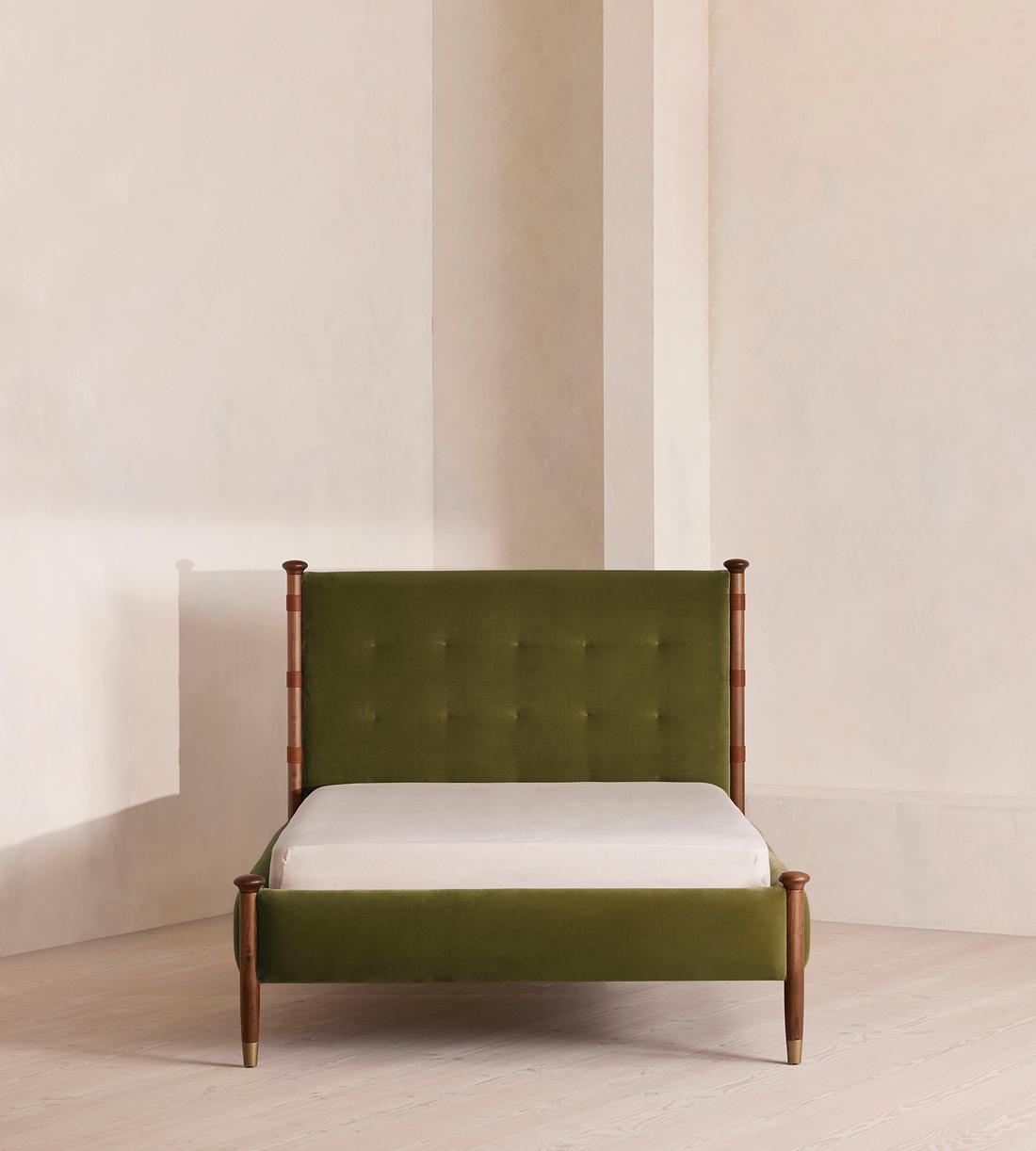 Paolo Bed - Queen - Velvet - Olive - US - Listing - Image 2