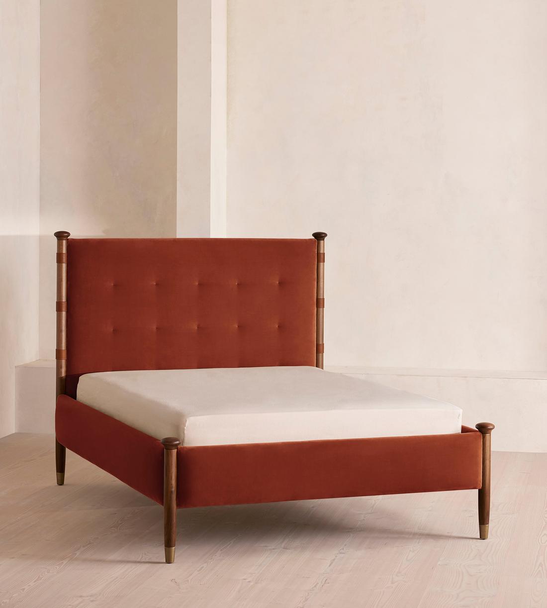 Paolo Bed - Queen - Velvet - Rust - US - Listing - Image 1