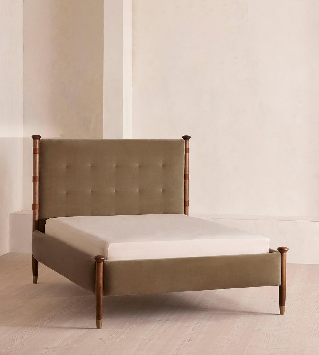 Paolo Bed - Full - Velvet - Truffle - US - Listing - Image 1
