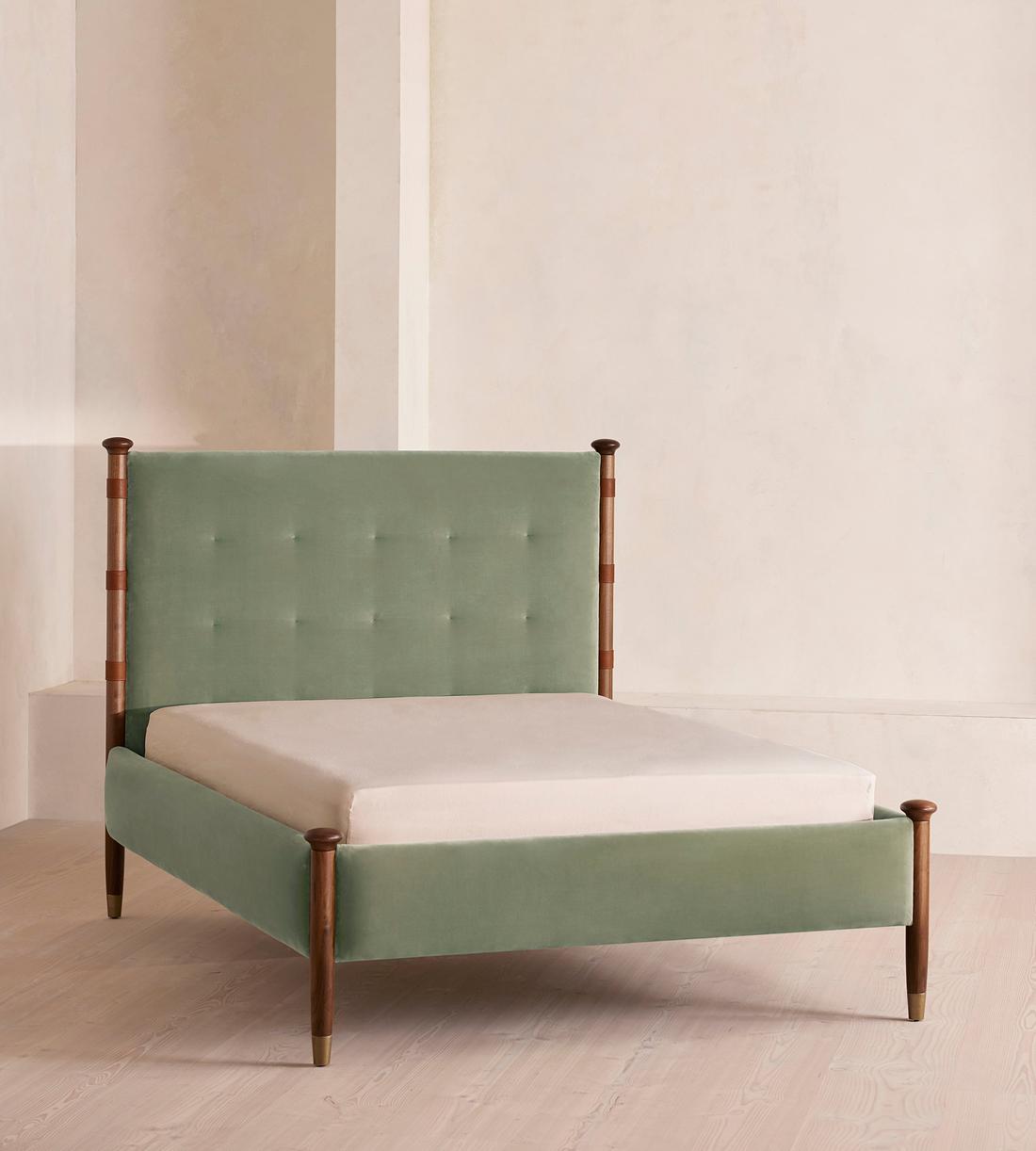 Paolo Bed - Double - Velvet - Seafoam - UK - Listing - Image 1