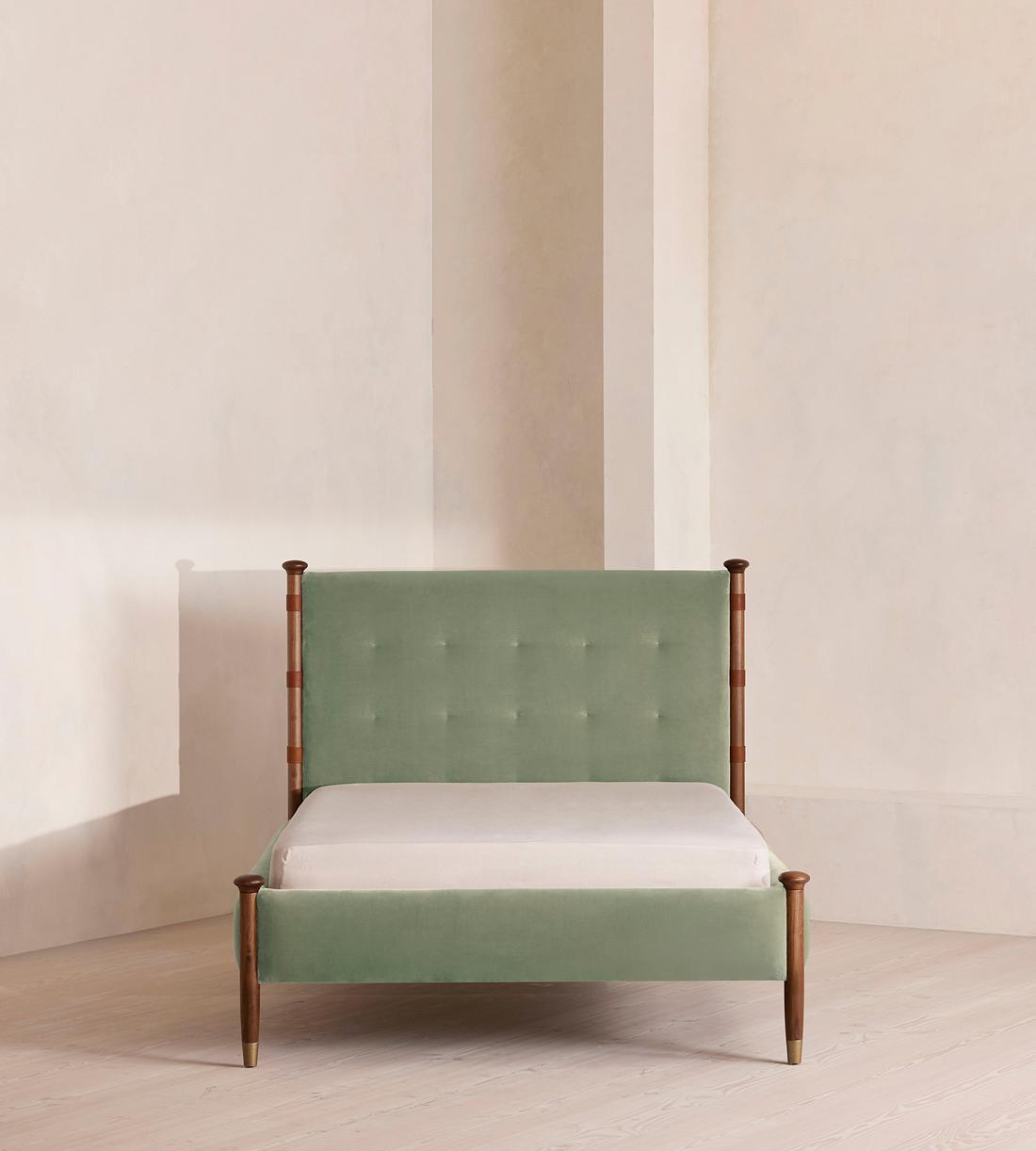 Paolo Bed - Double - Velvet - Seafoam - UK - Listing - Image 2