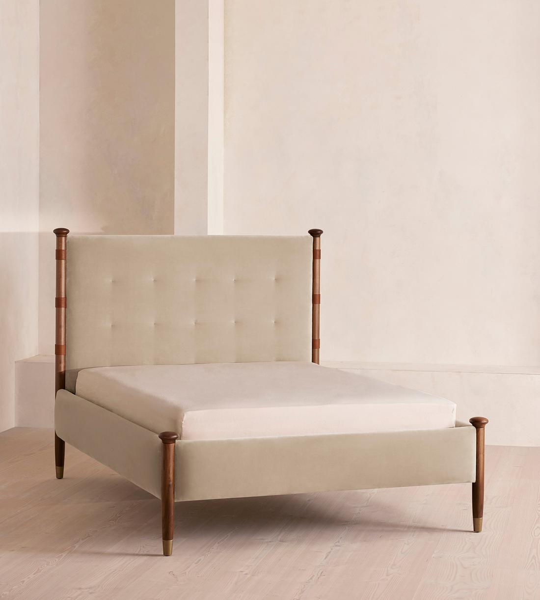 Paolo Bed - Queen - Velvet - Oyster - US - Listing - Image 1
