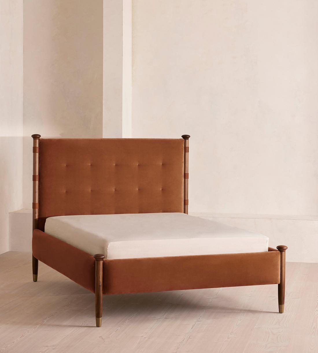 Paolo Bed - Full - Velvet - Cinnamon - US - Listing - Image 1