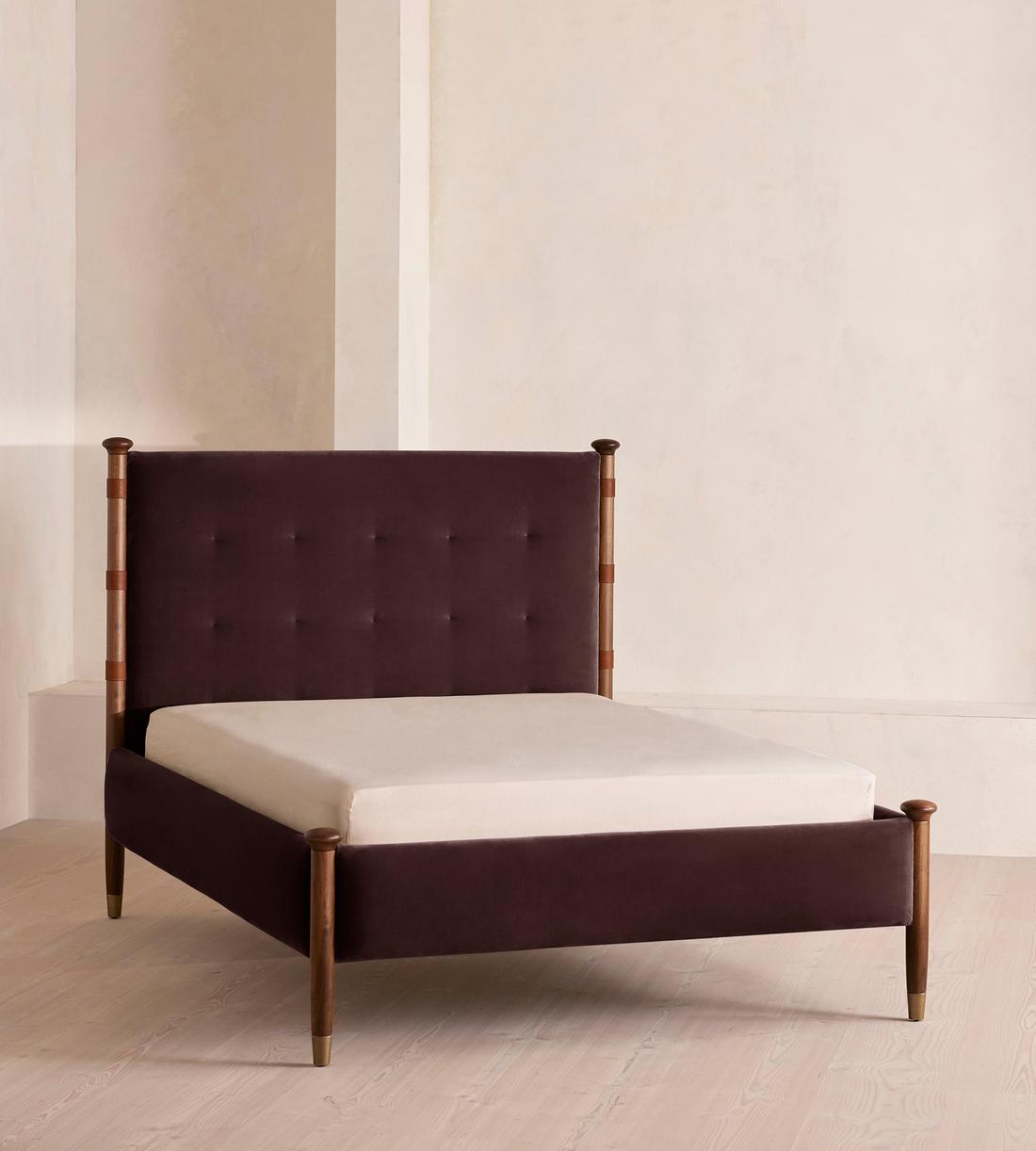 Paolo Bed - Full - Velvet - Aubergine - US - Listing - Image 1