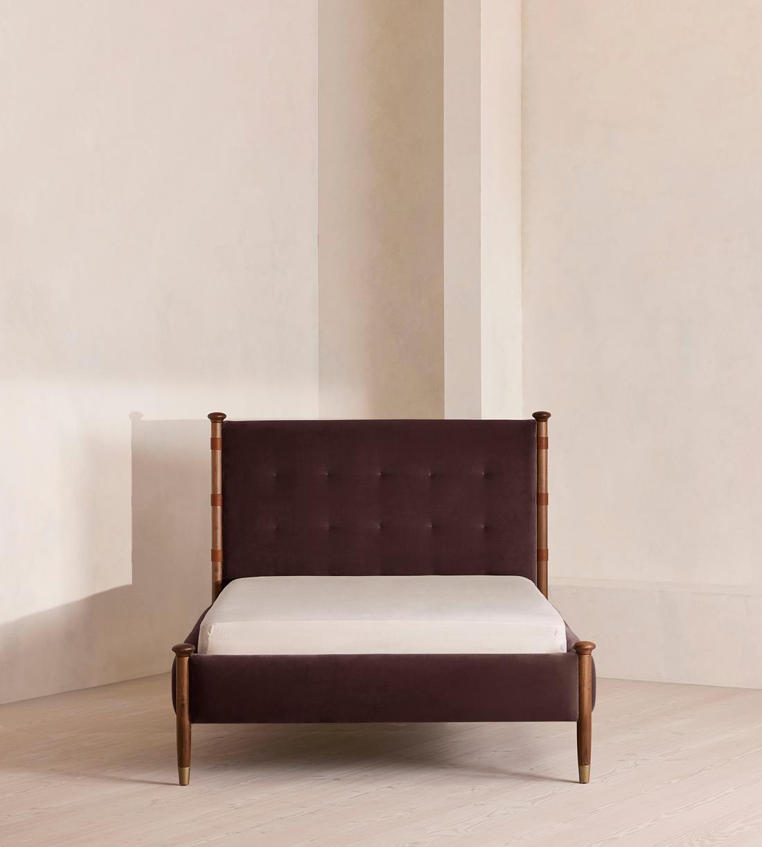 Paolo Bed - Queen - Velvet - Aubergine - US - Listing - Image 2