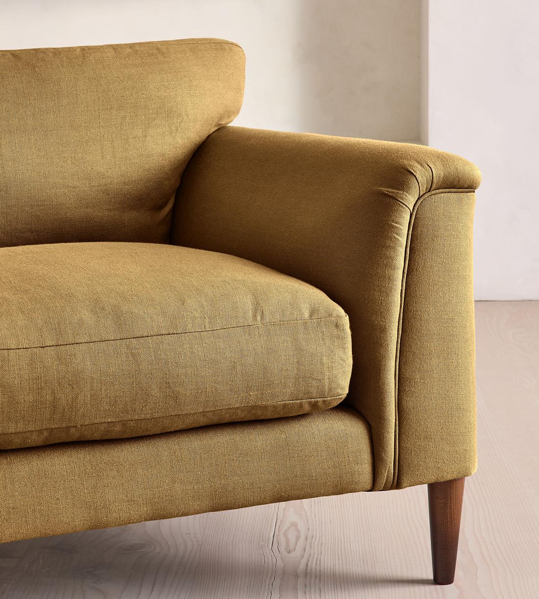 Reya Three Seater Sofa - Linen - Ochre - Images - Image 5
