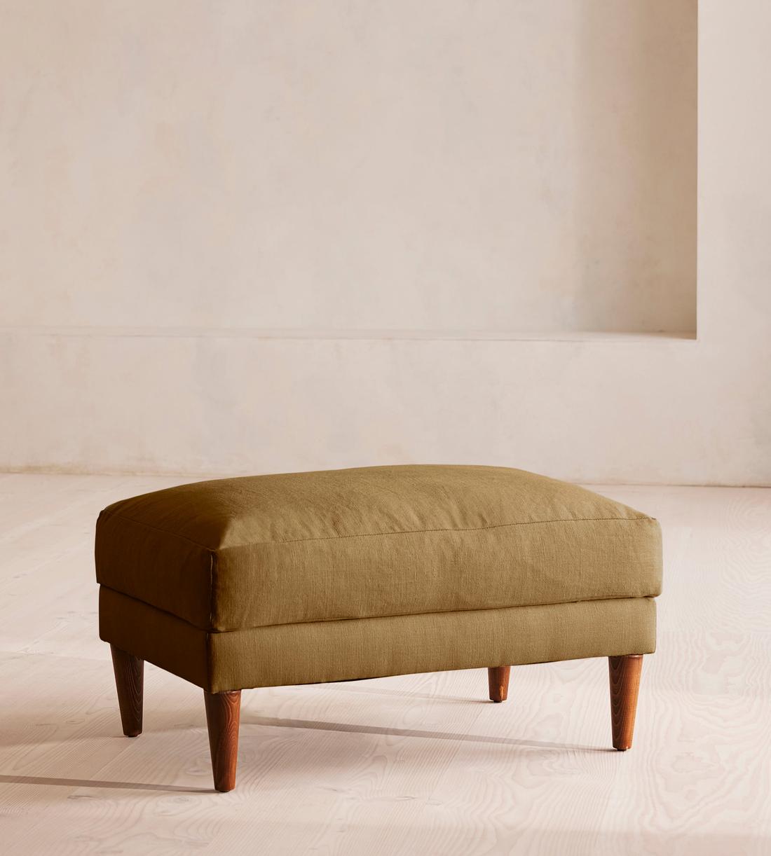 Reya Ottoman - Linen - Ochre - US - Listing - Image 1
