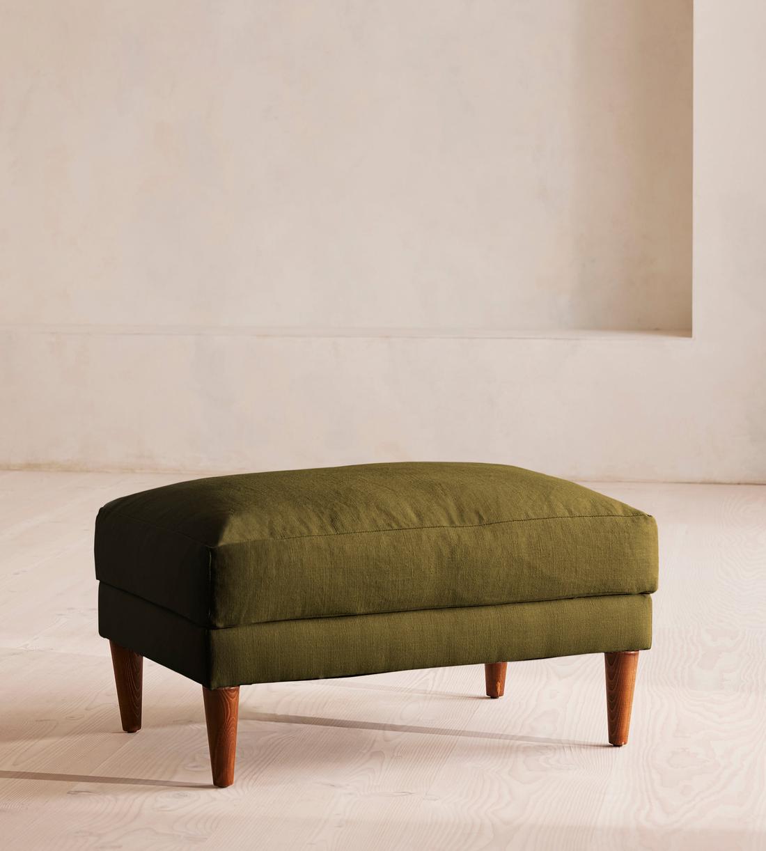 Reya Ottoman - Linen - Olive - Listing - Image 1