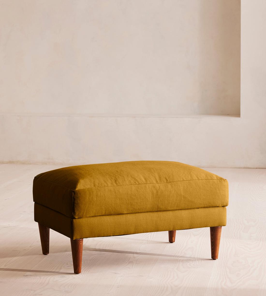 Reya Ottoman - Linen - Turmeric - UK - Listing - Image 1