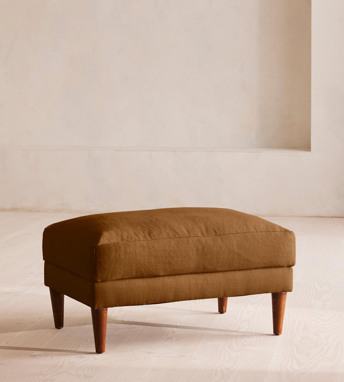 Reya Ottoman - Linen - Terracotta - UK - Listing - Image 1