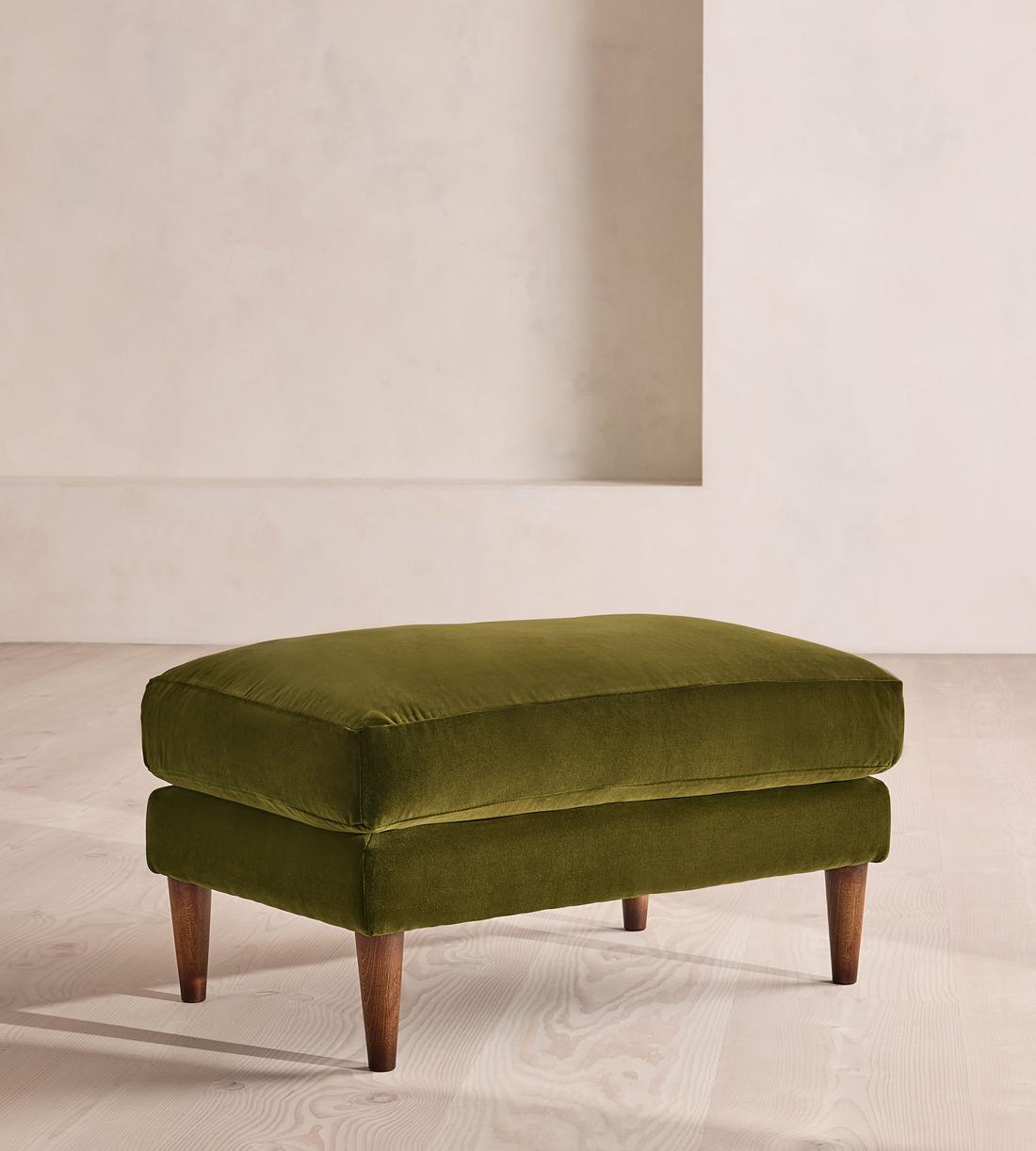 Reya Ottoman - Velvet - Olive - Listing - Image 1