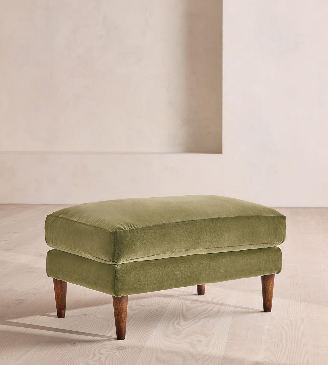 Reya Ottoman - Velvet - Lichen - US - Listing - Image 1