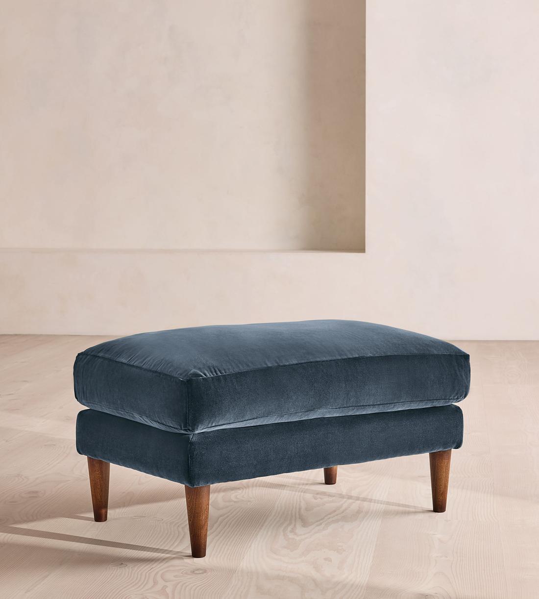 Reya Ottoman - Velvet - Grey Blue - Listing - Image 1