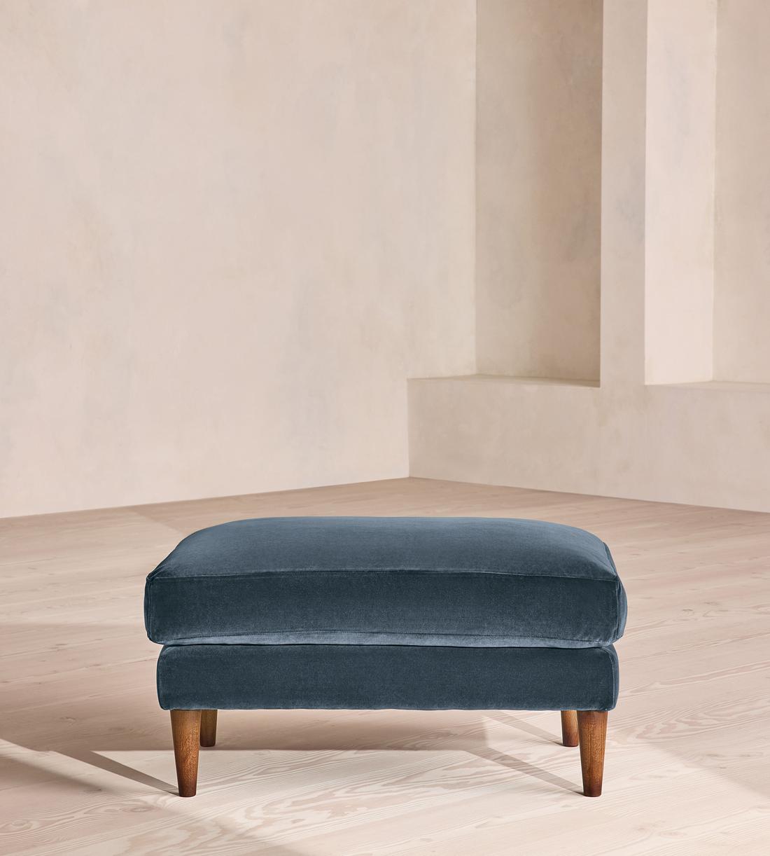 Reya Ottoman - Velvet - Grey Blue - Listing - Image 2