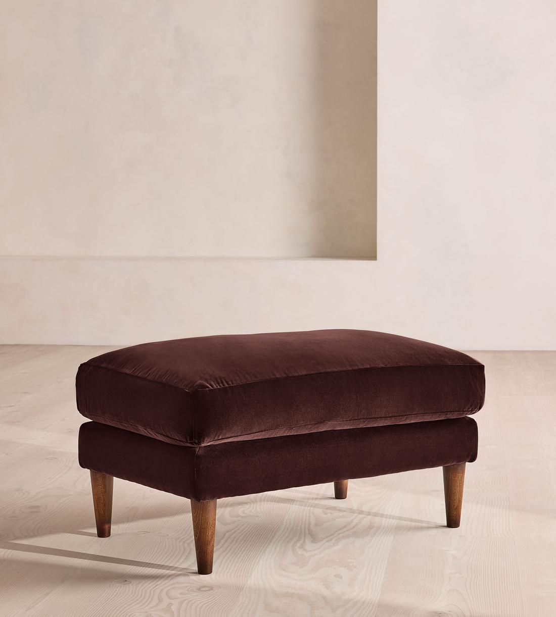 Reya Ottoman - Velvet - Aubergine - UK - Listing - Image 1
