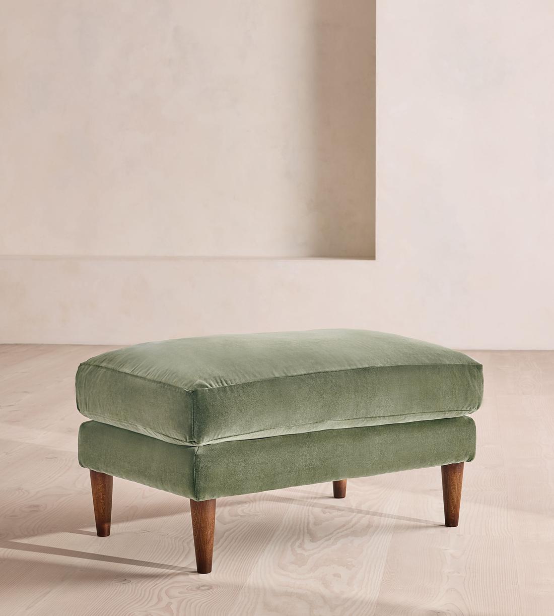 Reya Ottoman Velvet - Seafoam - UK - Listing - Image 1