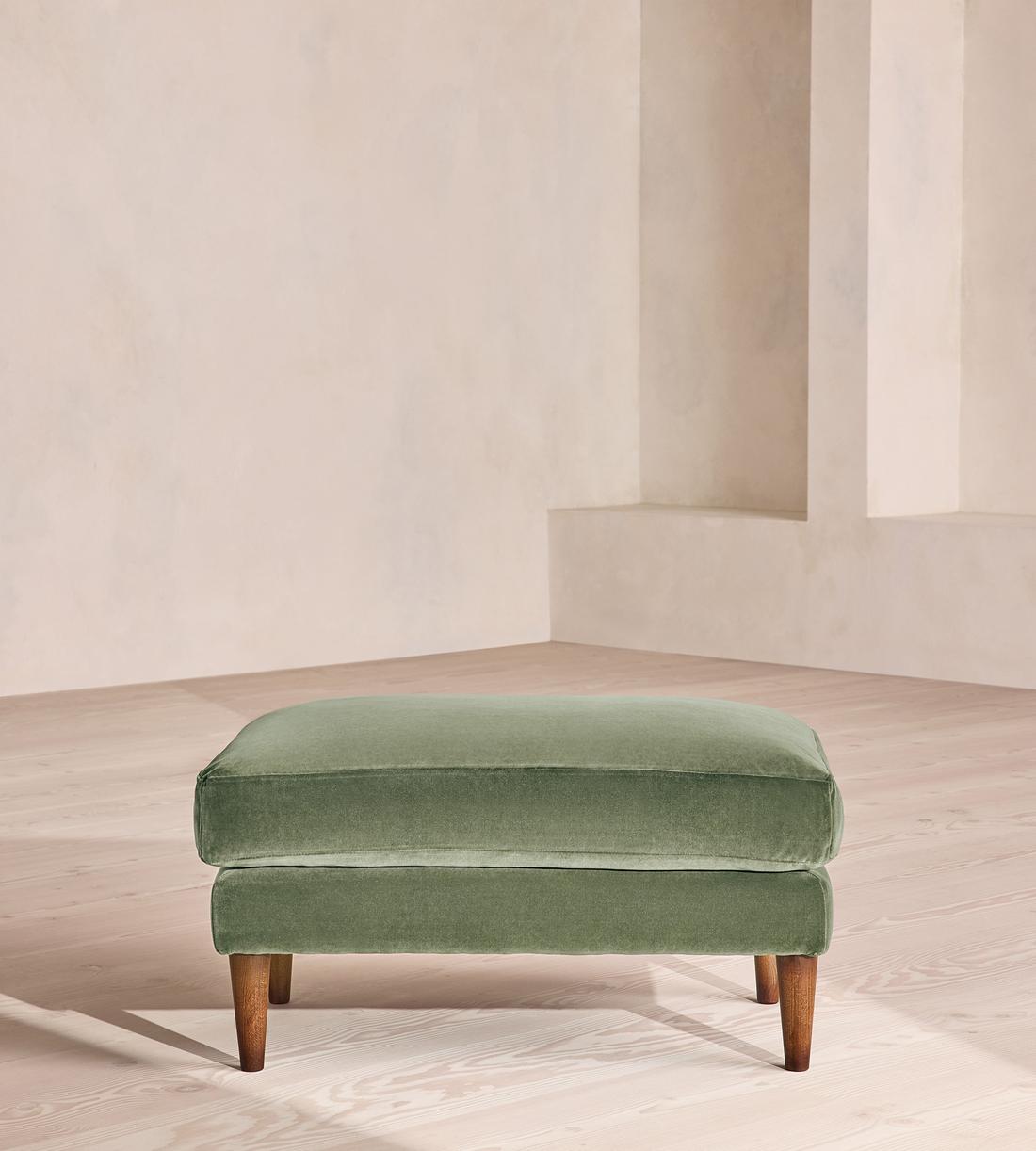 Reya Ottoman Velvet - Seafoam - UK - Listing - Image 2