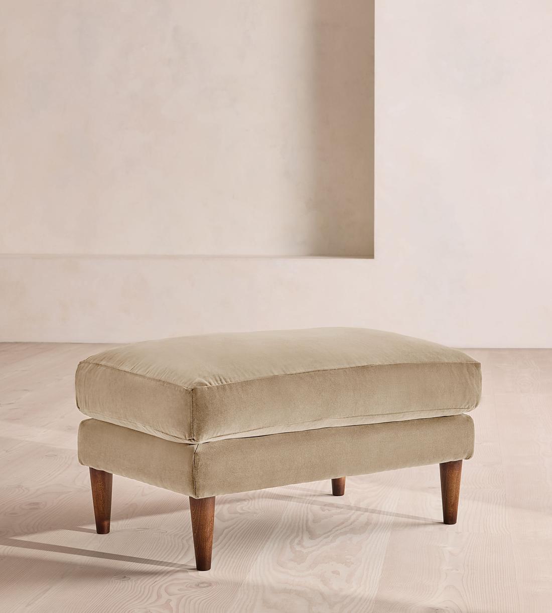 Reya Ottoman - Velvet - Oyster - US - Listing - Image 1