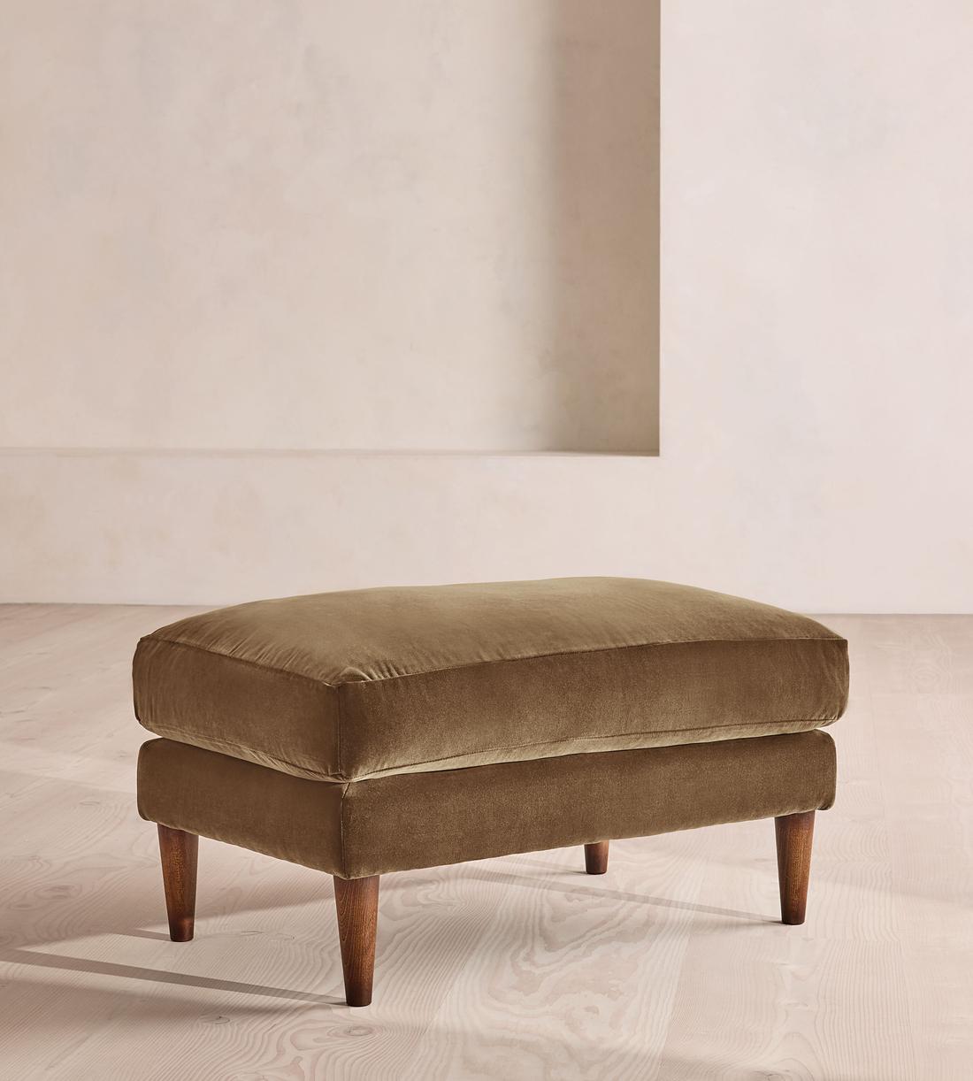 Reya Ottoman - Velvet - Truffle - UK - Listing - Image 1