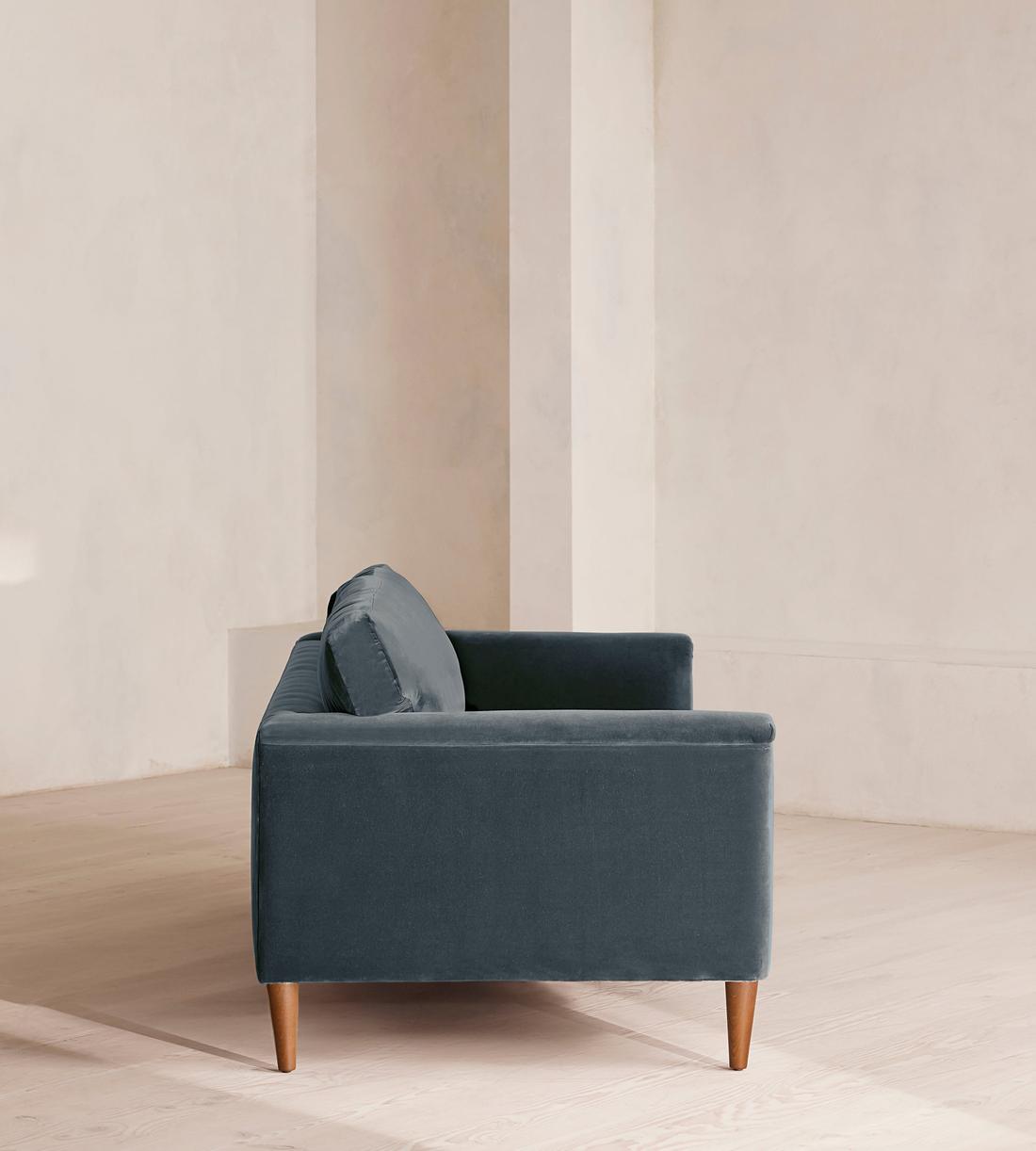 Reya Three Seater Sofa - Velvet - Grey Blue - Images - Image 3