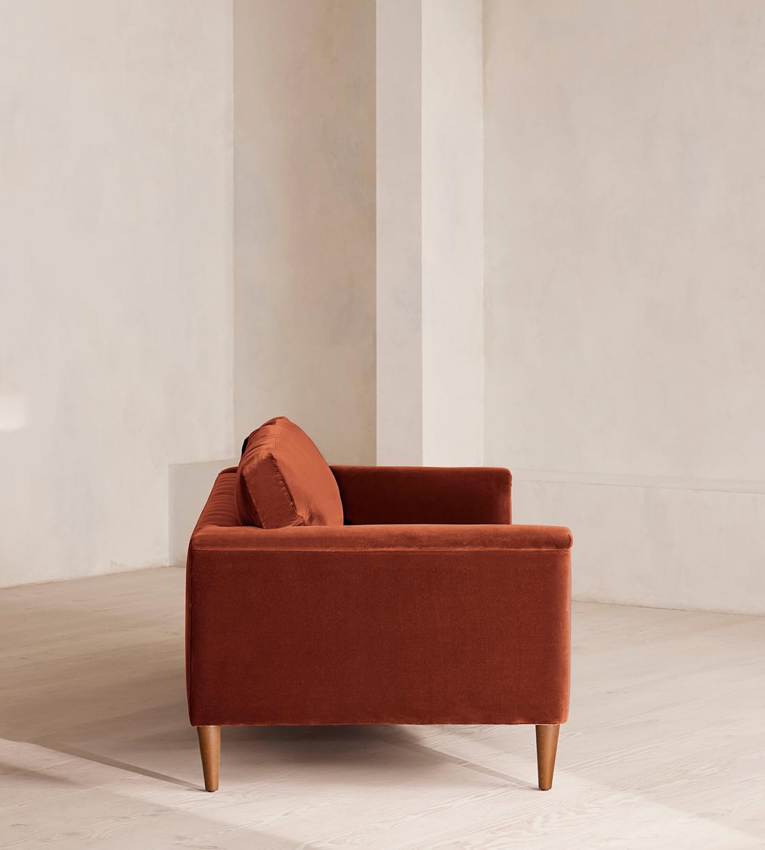 Reya Three Seater Sofa - Velvet - Rust - Images - Image 3