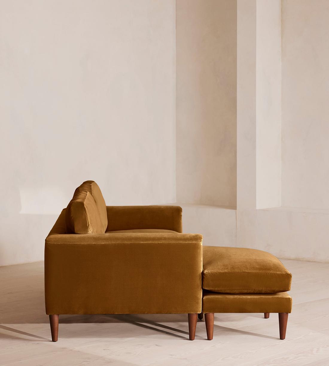 Reya Chaise-end Sofa - Velvet - Mustard - Images - Image 3
