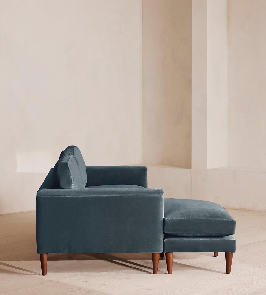 Reya Chaise-end Sofa - Velvet - Grey Blue - Images - Image 3