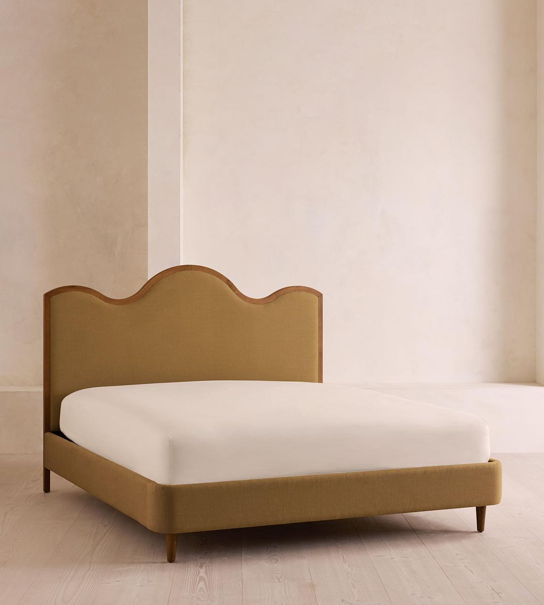 Aubrey Bed - Queen - Linen - Ochre - US - Listing - Image 1