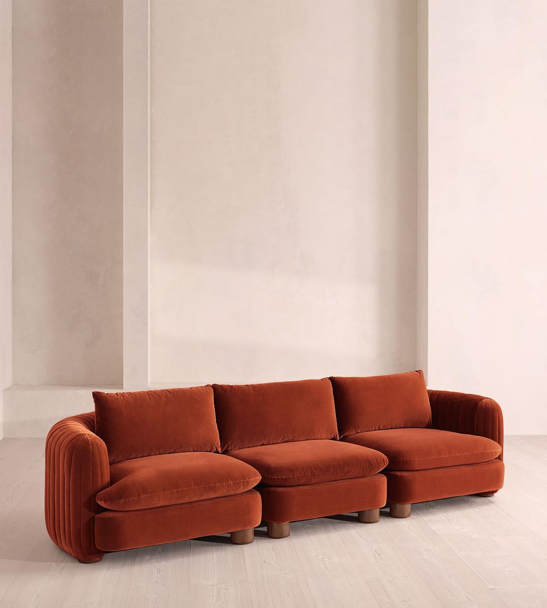 Vivienne Deeper Sit Sectional Sofa - Four Seater - Velvet Rust US - Listing - Image 2