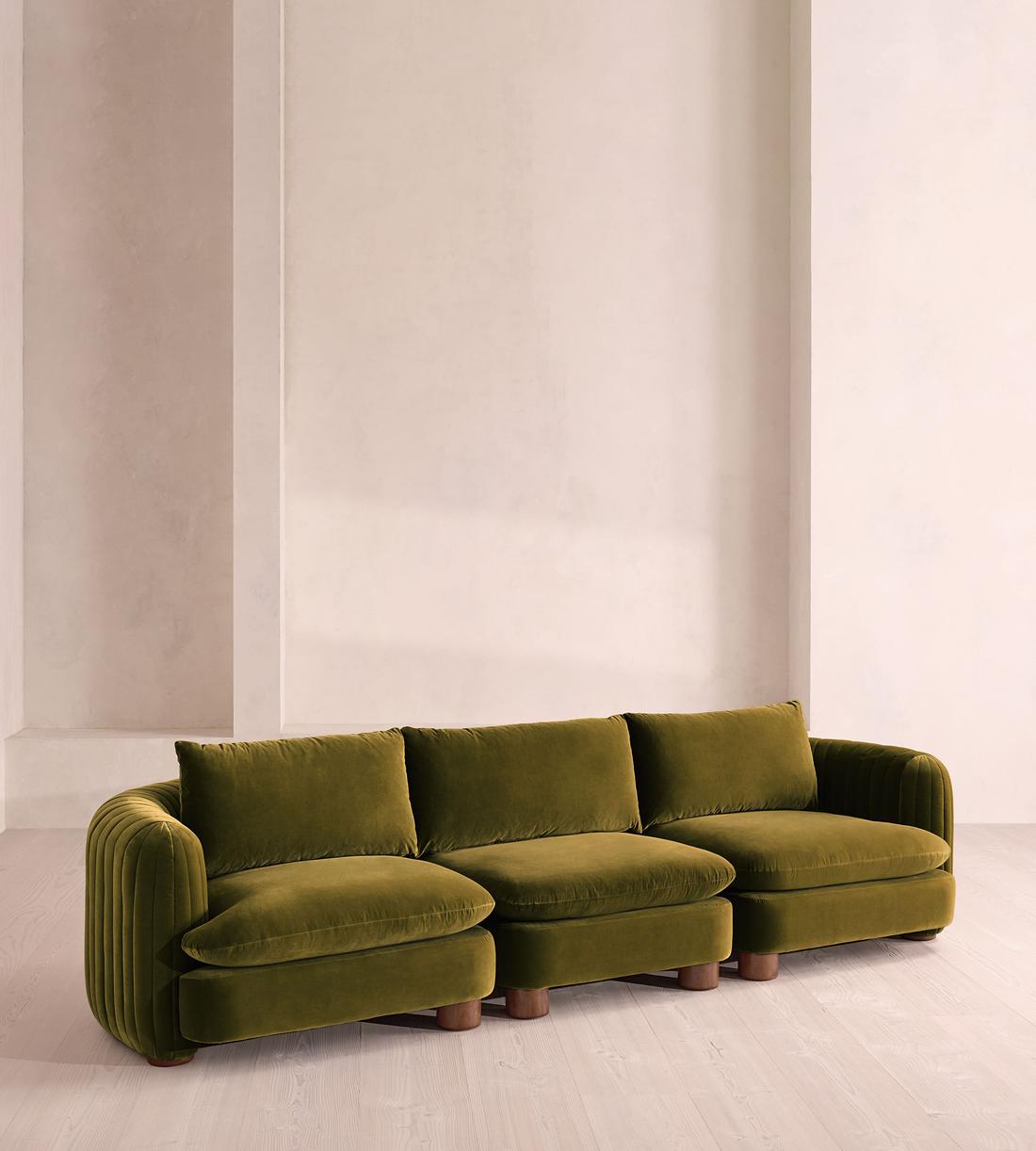 Vivienne Deeper Sit Sectional Sofa - Four Seater - Velvet Olive US - Listing - Image 2