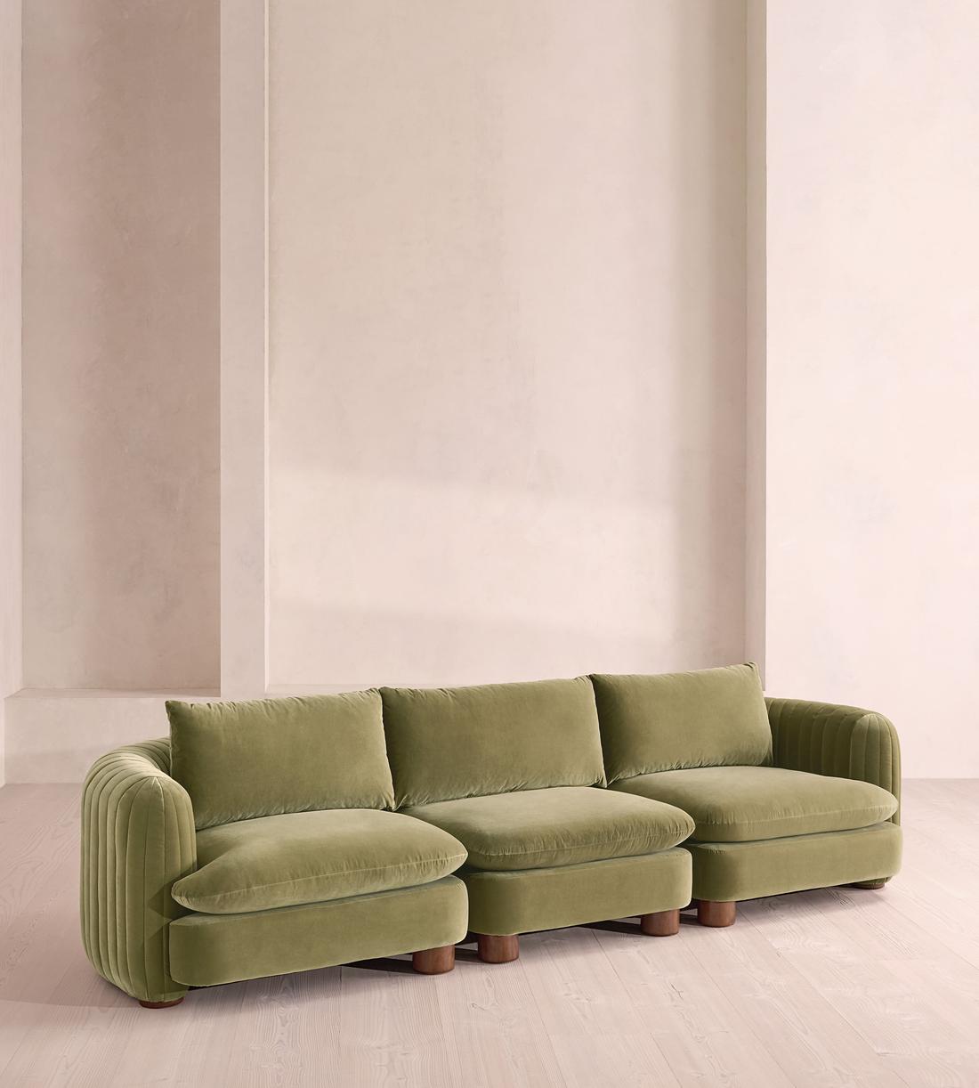 Vivienne Sectional Sofa - Four Seater - Velvet Lichen - US - Listing - Image 2