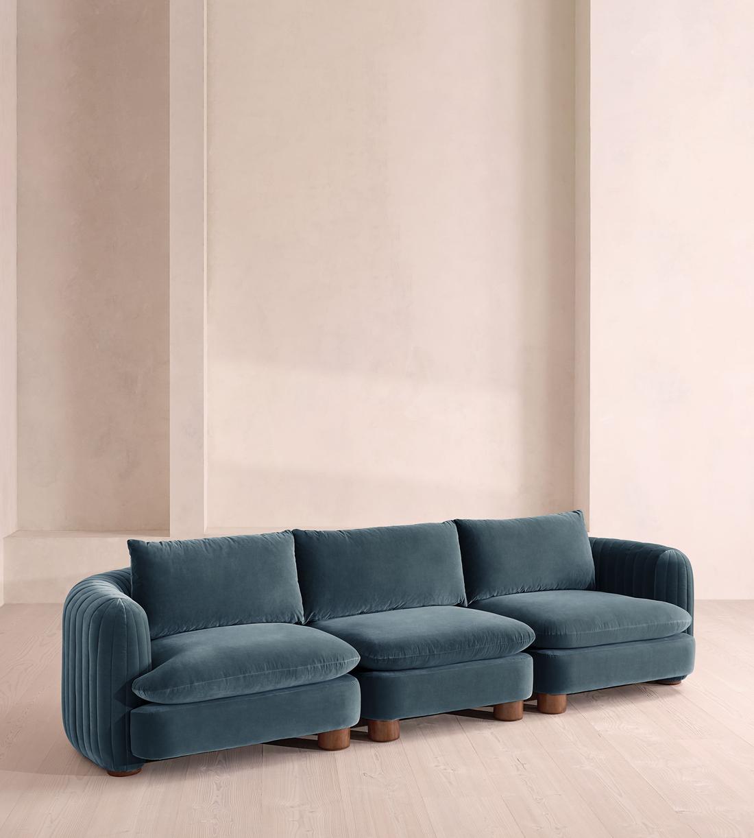 Vivienne Deeper Sit Modular Sofa - Four Seater - Velvet Grey Blue UK - Listing - Image 2