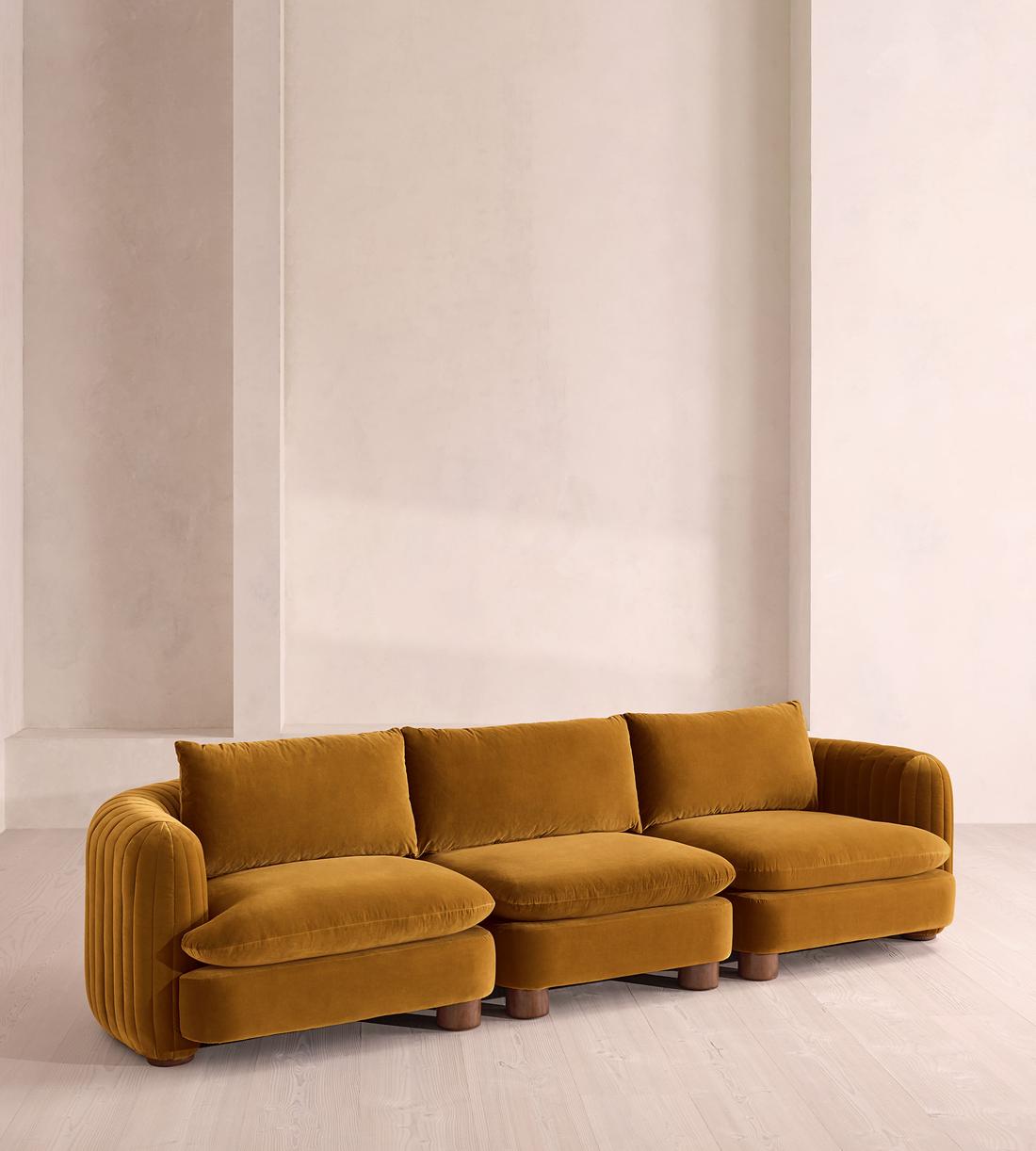 Vivienne Deeper Sit Modular Sofa - Four Seater - Velvet Mustard UK - Listing - Image 2