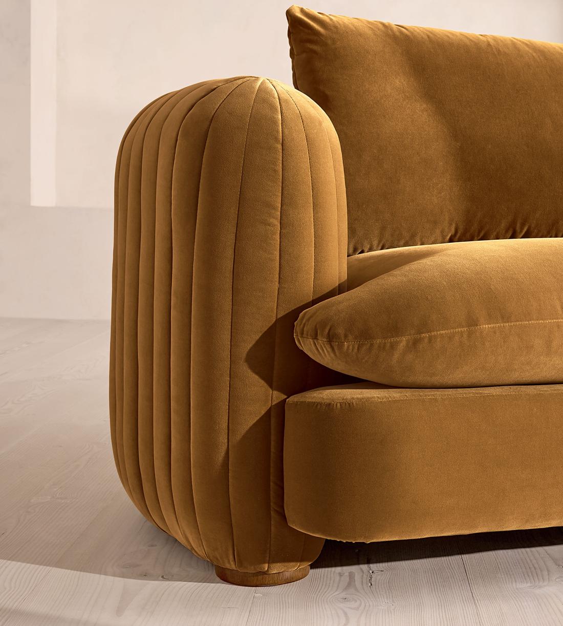 Vivienne Sectional Sofa - Four Seater - Velvet Mustard - US - Images - Image 5