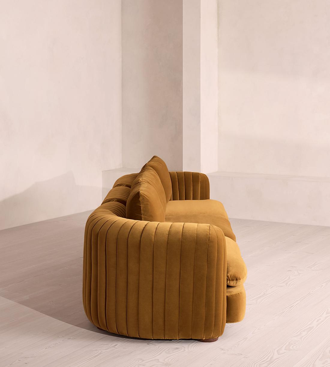 Vivienne Deeper Sit Sectional Sofa - Four Seater - Velvet Mustard US - Images - Image 3