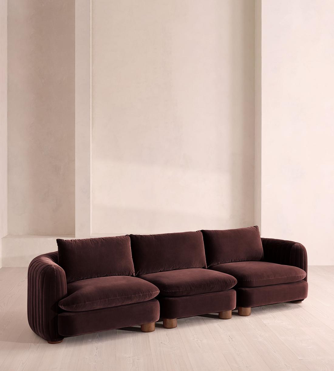 Vivienne Sectional Sofa - Four Seater - Velvet - Aubergine - US - Listing - Image 2