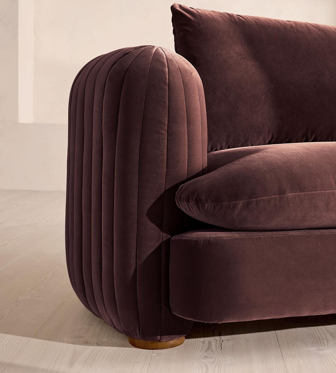 Vivienne Sectional Sofa - Four Seater - Velvet - Aubergine - US - Images - Image 5