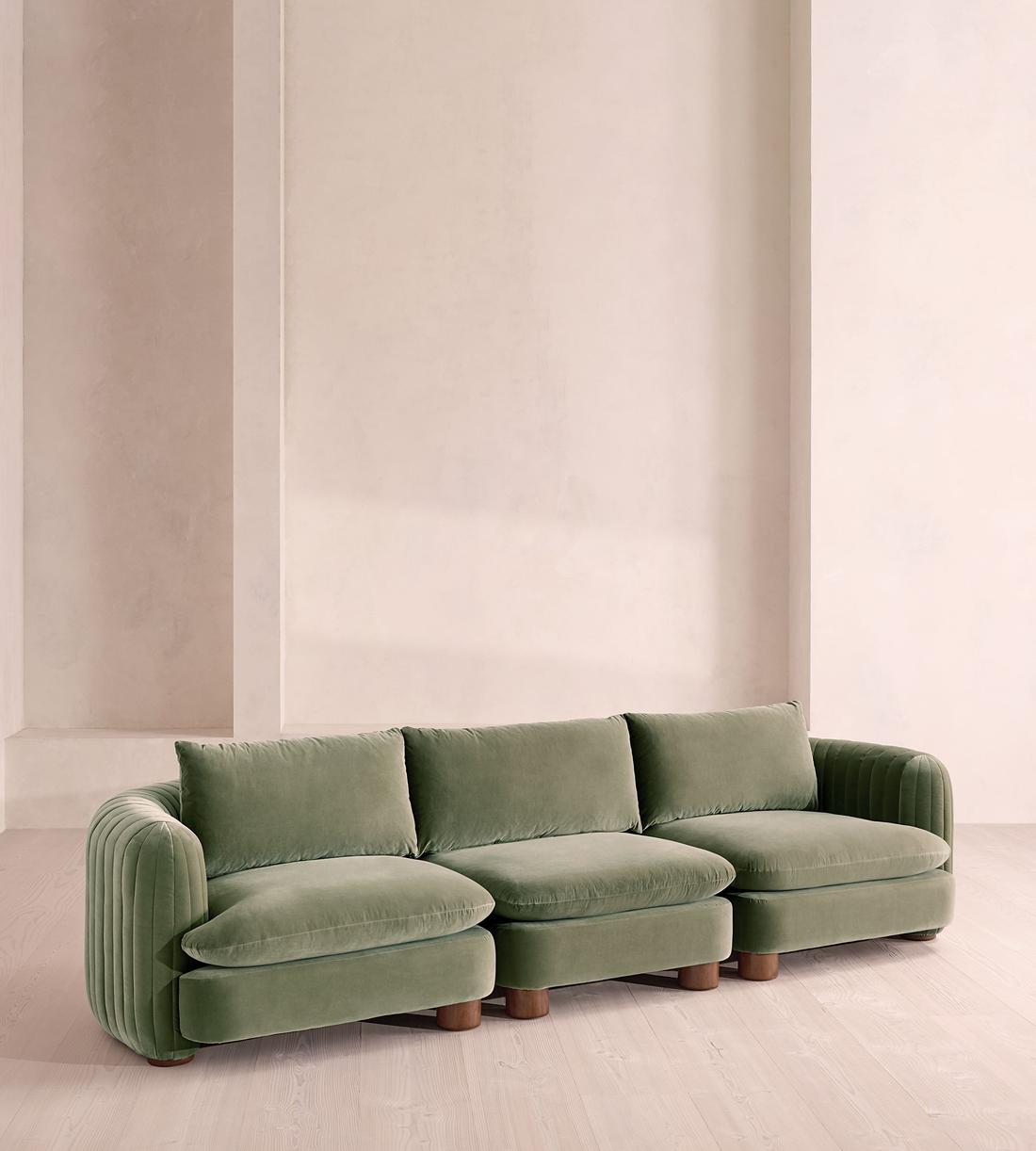 Vivienne Sectional Sofa - Four Seater - Velvet - Seafoam - US - Listing - Image 2