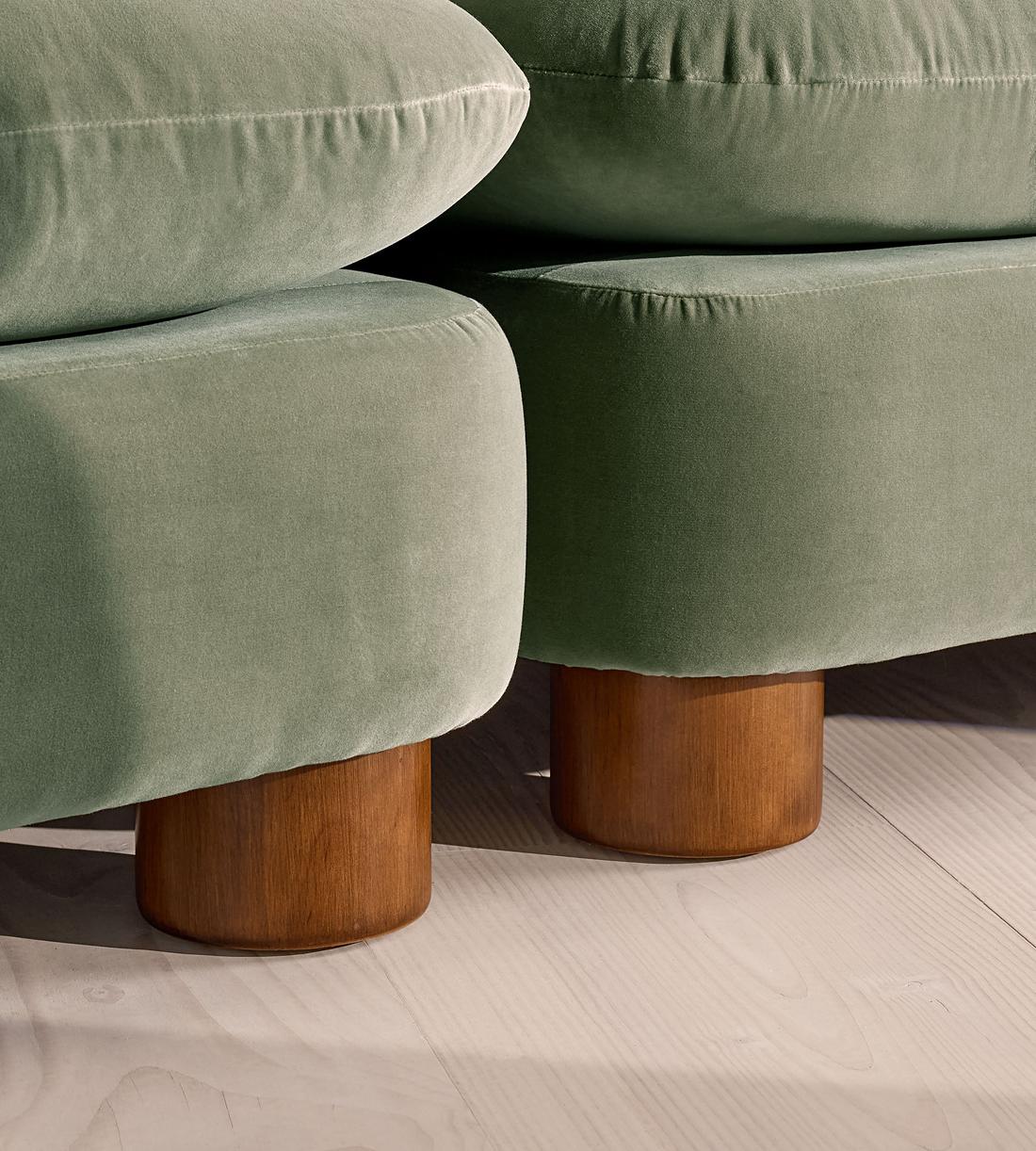 Vivienne Sectional Sofa - Four Seater - Velvet - Seafoam - US - Images - Image 6