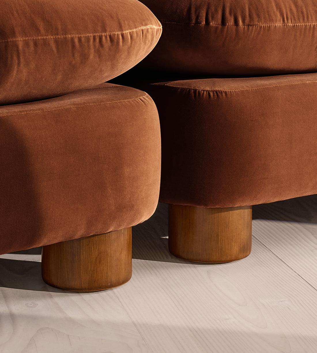 Vivienne Sectional Sofa - Four Seater - Velvet - Cinnamon - US - Images - Image 6